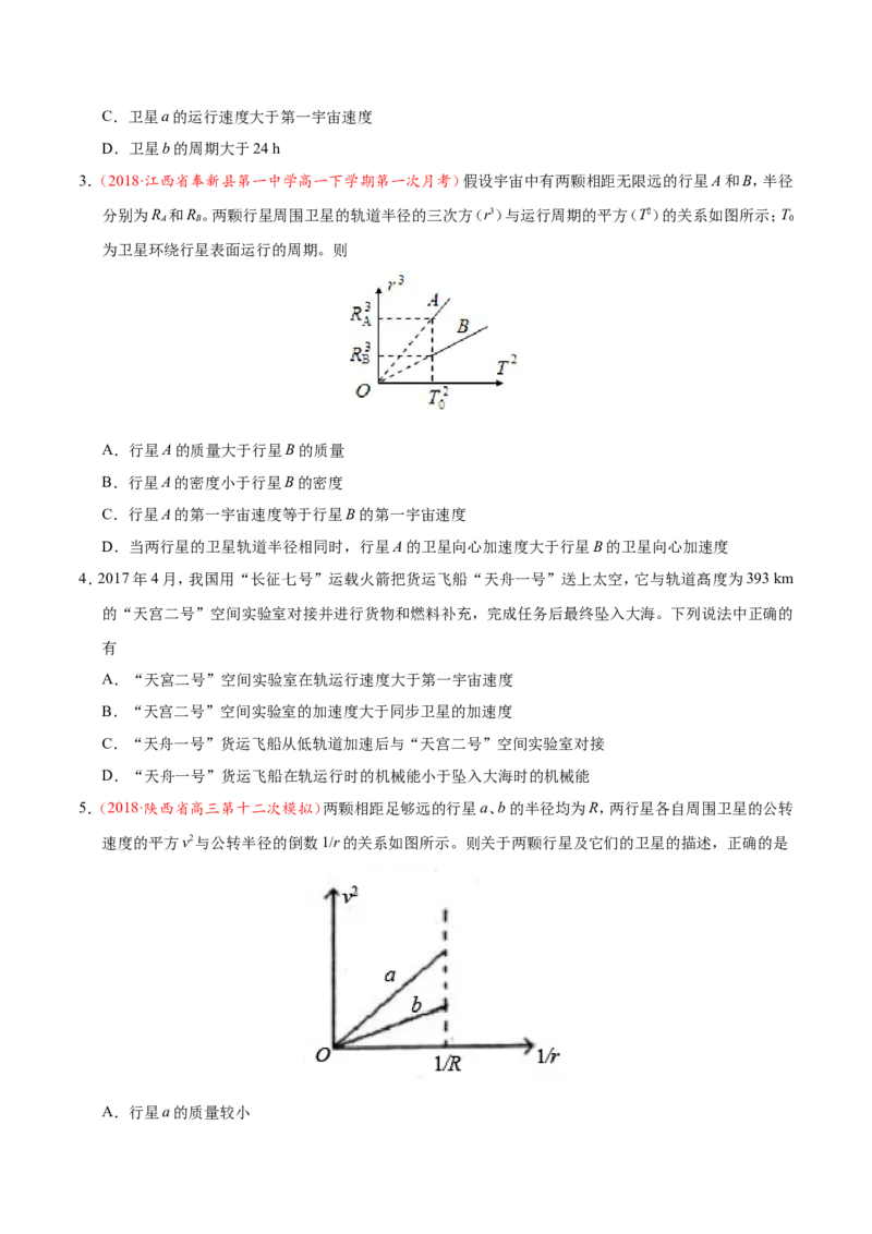 专题05万有引力与航天-备战2019年高考物理之纠错笔记系列（原卷版）_04高考物理_新高考复习资料_2022年新高考复习资料_高考物理2022年一轮复习各版本_赠19年高考物理纠错笔记_543
