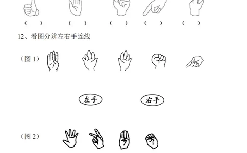 方向位置专项练习_小学1-6年级常用的上册资源汇总_一年级上册资料