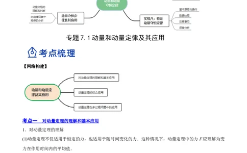 7.1动量和动量定理及其应用（讲）--2023年高考物理一轮复习讲练测（全国通用）（原卷版）_04高考物理_通用版（老高考）复习资料_2023年复习资料_一轮复习