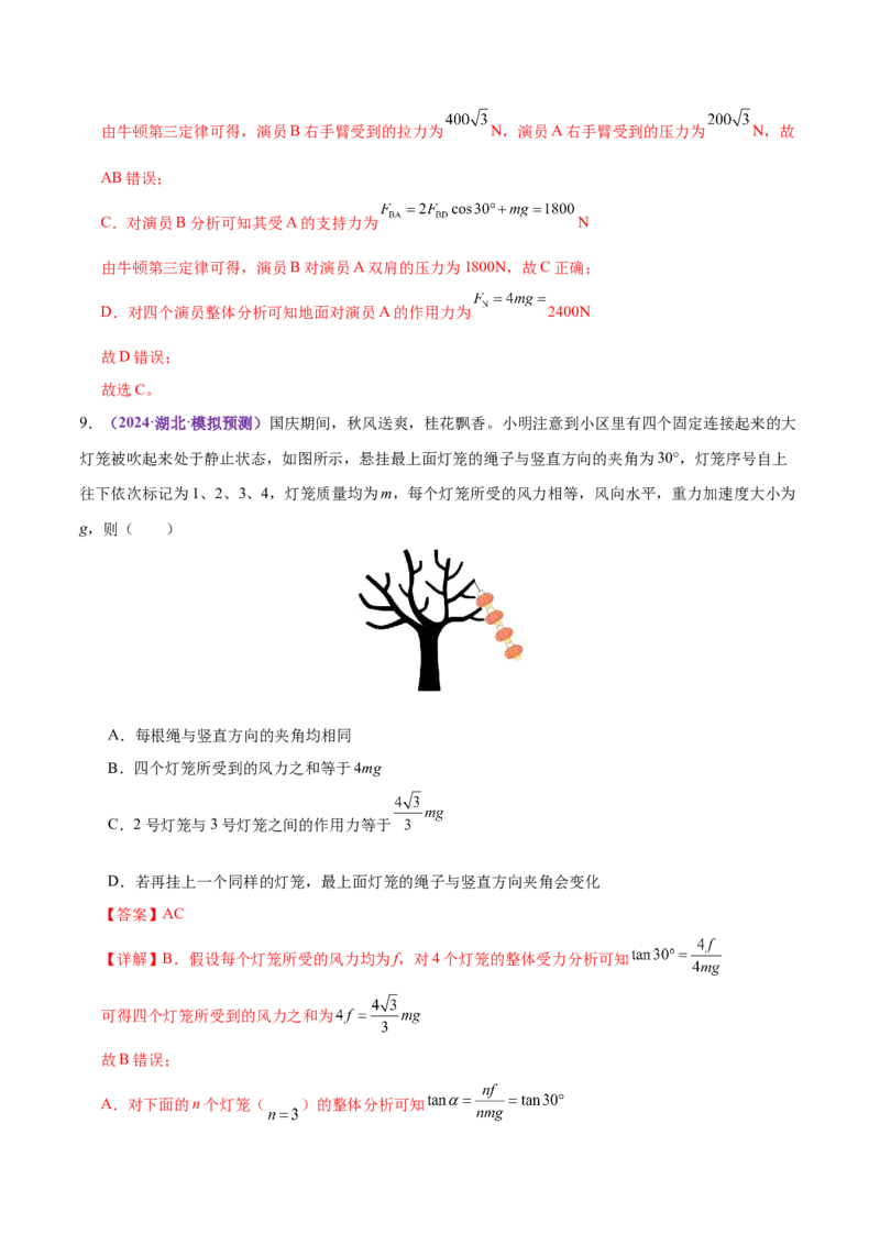 专题01力与物体的平衡（练习）（解析版）_04高考物理_2025年新高考资料_二轮复习_上好课2025年高考物理二轮复习讲练测（新高考通用）3381829