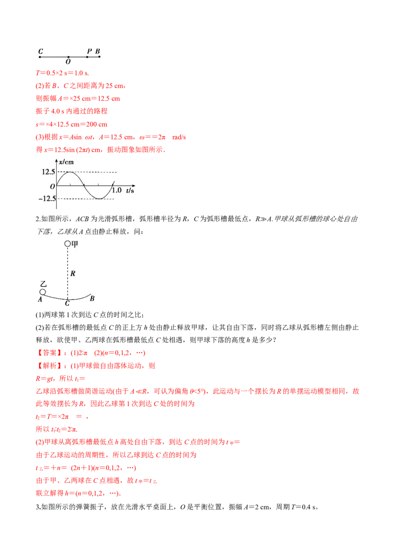 专题10.1简谐运动及其描述用单摆测量重力加速度练解析版_04高考物理_新高考复习资料_2022年新高考复习资料_2022年高考物理一轮复习讲练测（新教材新高考）