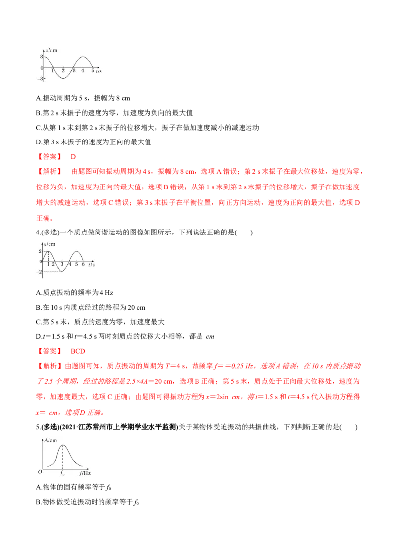专题10.1简谐运动及其描述用单摆测量重力加速度练解析版_04高考物理_新高考复习资料_2022年新高考复习资料_2022年高考物理一轮复习讲练测（新教材新高考）