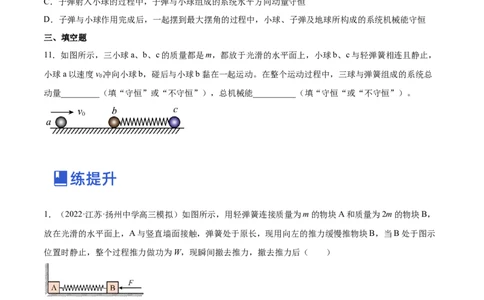 7.2动量守恒定律及其应用（练）--2023年高考物理一轮复习讲练测（全国通用）（原卷版）_04高考物理_通用版（老高考）复习资料_2023年复习资料_一轮复习