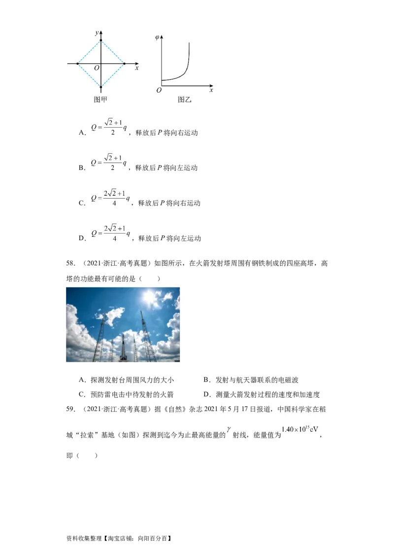 专题07电场(原卷版)_04高考物理_通用版（老高考）复习资料_2024年复习资料_完五年（2019-2023）高考物理真题分项汇编（全国通用）