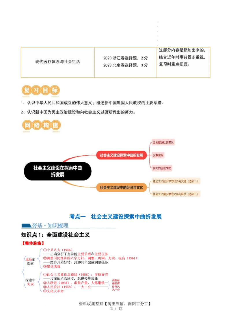 第23讲社会主义建设在探索中曲折发展（原卷版）_07高考历史_新高考复习资料_2024年新高考复习资料_一轮复习资料_完2024年高考历史一轮复习讲练测(课件+讲义+练习)（新高考）_843