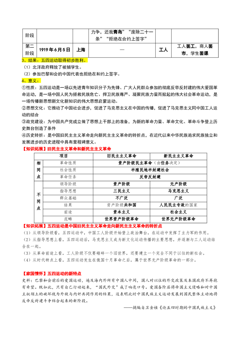第14讲五四运动与中国的诞生（讲义）（原卷版）_07高考历史_2025年新高考资料_一轮复习_2025年高考历史一轮复习讲练测（新教材新高考）（完结）_讲义+练习