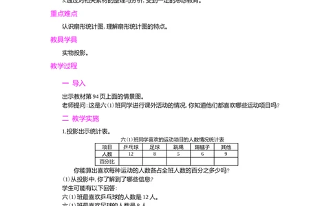 统计第1课时_小学1-6年级常用的上册资源汇总_六年级上册资料(1)_七彩课堂人教版数学六年级上册教学资源包_第七单元扇形统计图_单元资料汇总_学案教案_教案