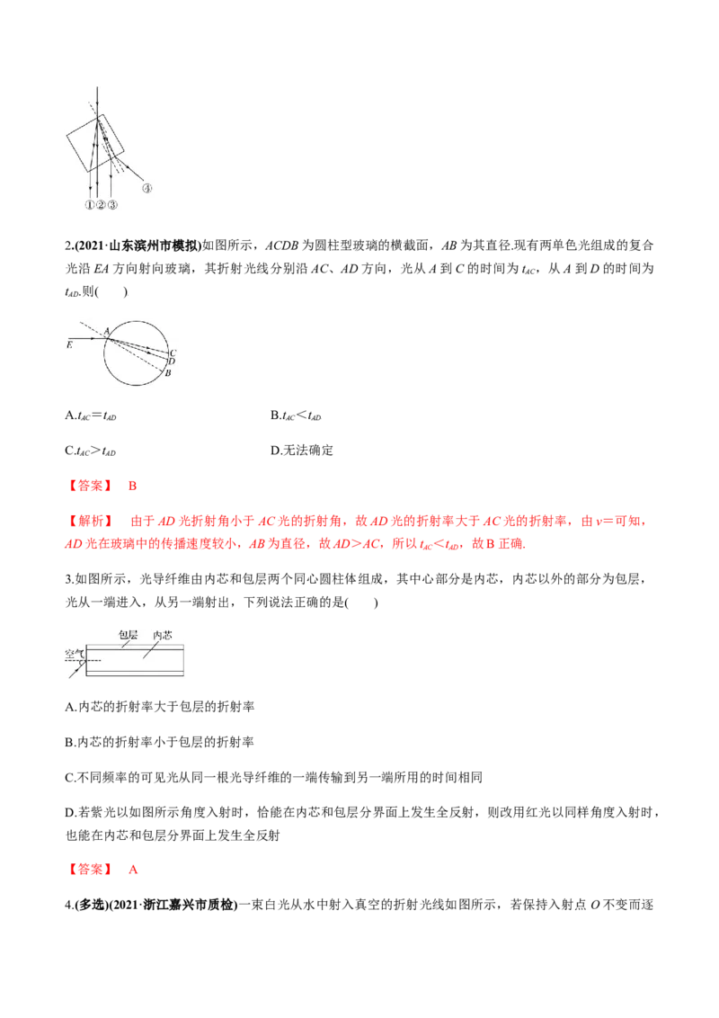 专题11.1光的折射和全反射、测量玻璃的折射率练解析版_04高考物理_新高考复习资料_2022年新高考复习资料_2022年高考物理一轮复习讲练测（新教材新高考）