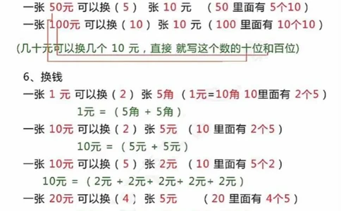 （一下）人民币必考知识点_小学1-6年级常用的上册资源汇总_一年级上册资料