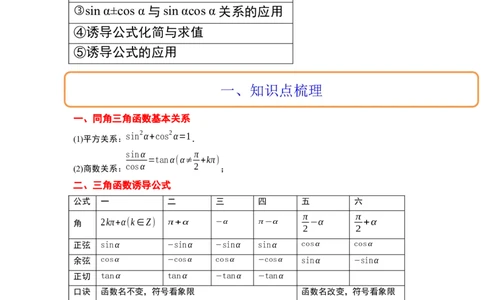 第18讲同角三角函数的基本关系、诱导公式（精讲）一轮复习讲义2024年高考数学高频考点题型归纳与方法总结（新高考通用）解析版_02高考数学_新高考复习资料_2024年新高考资料