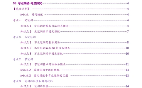 第2讲冠词（讲义）（原卷版）_03高考英语_新高考复习资料_2025年新高考复习_2025年高考英语一轮复习讲练测（新教材新高考，含2024年高考真题）_语法