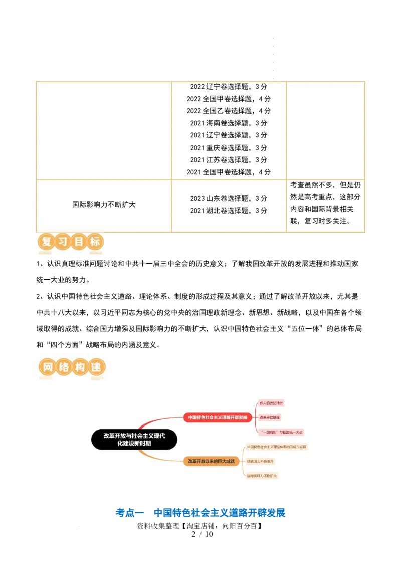 第24讲改革开放与社会主义现代化建设新时期（原卷版）_07高考历史_新高考复习资料_2024年新高考复习资料_一轮复习资料_完2024年高考历史一轮复习讲练测(课件+讲义+练习)（新高考）_759