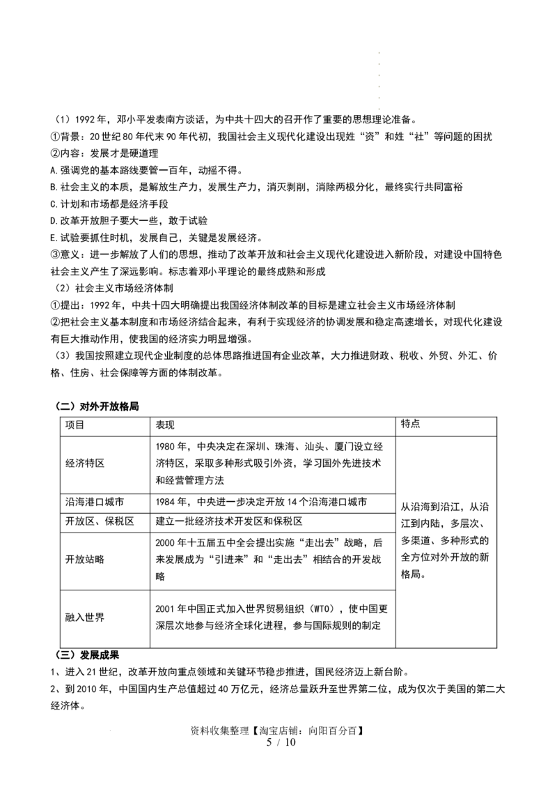 第24讲改革开放与社会主义现代化建设新时期（原卷版）_07高考历史_新高考复习资料_2024年新高考复习资料_一轮复习资料_完2024年高考历史一轮复习讲练测(课件+讲义+练习)（新高考）_759