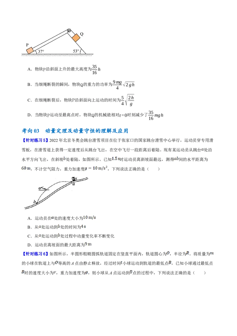 专题06动量与能量综合运用（讲义）（原卷版）_04高考物理_新高考复习资料_2024新高考复习资料_二轮复习资料_讲义