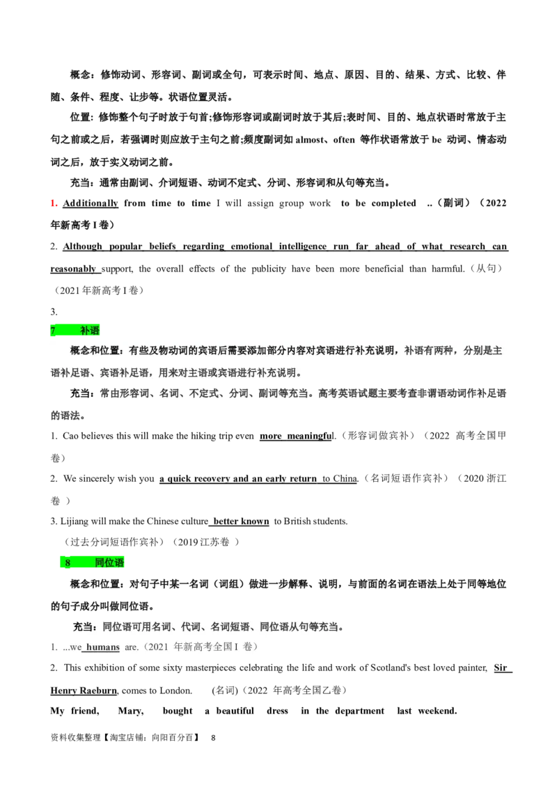 第20讲句子成分和基本句型（核心考点精讲精练）（原卷版）-备战2024年高考英语一轮复习考点帮（全国通用）_03高考英语_通用版（老高考）复习资料_2024年复习资料_第二部分语法