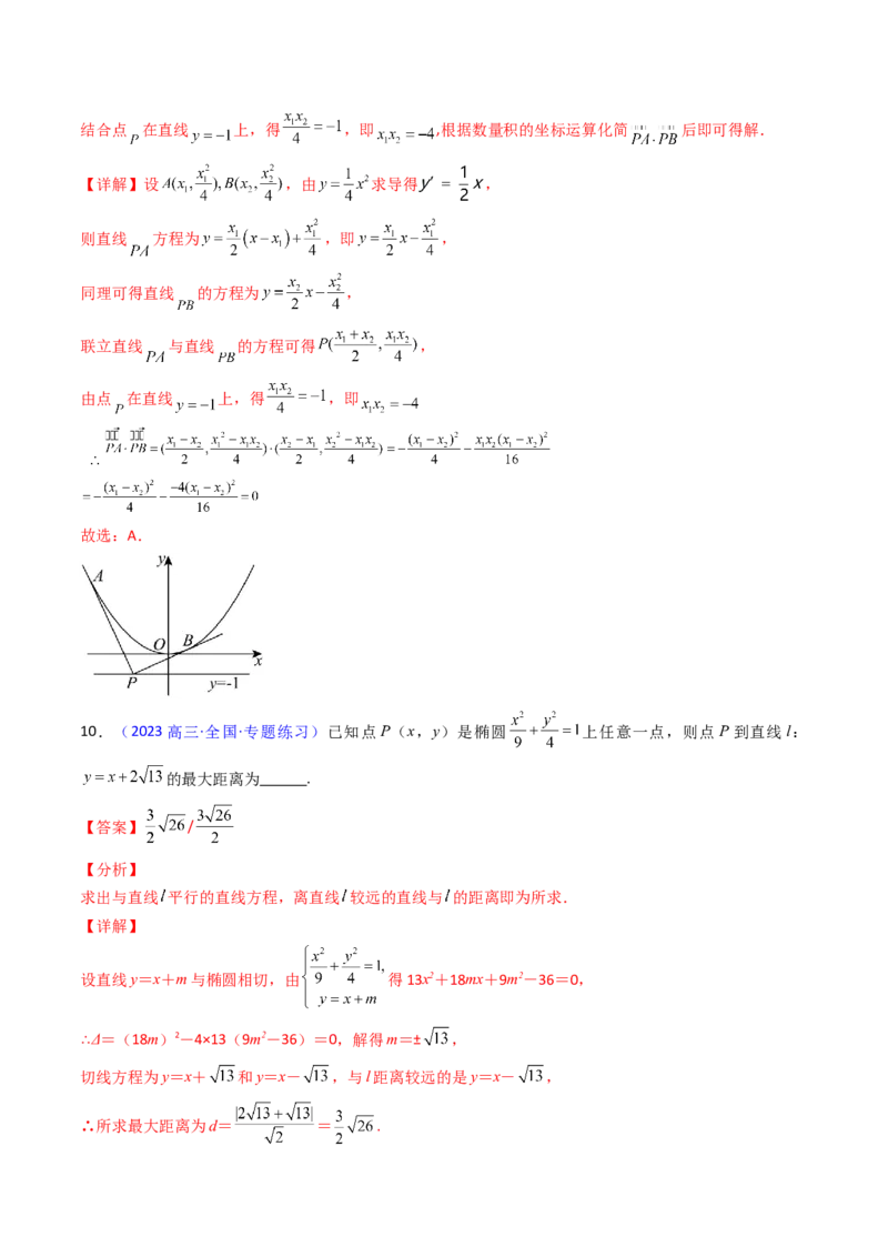 第16讲圆锥曲线中的切线方程与切点弦方程（高阶拓展、竞赛适用）（教师版）_02高考数学_2025年新高考资料_一轮复习_备战2025年高考数学一轮复习考点帮_第二部分专项讲义