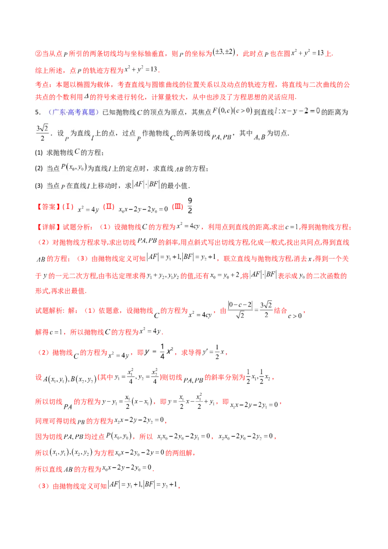 第16讲圆锥曲线中的切线方程与切点弦方程（高阶拓展、竞赛适用）（教师版）_02高考数学_2025年新高考资料_一轮复习_备战2025年高考数学一轮复习考点帮_第二部分专项讲义