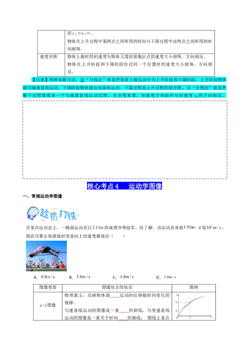 专题01直线运动（原卷版）_04高考物理_新高考复习资料_2025年新高考资料_2025年高考物理一轮复习知识清单
