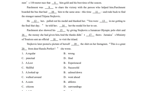 第2部分　强化练(二十一)　记叙文(1)_03高考英语_通用版（老高考）复习资料_2023年复习资料_二轮复习_2023年高考英语二轮复习讲义+课件（全国版）_2023年高考英语二轮复习讲义（全国版）