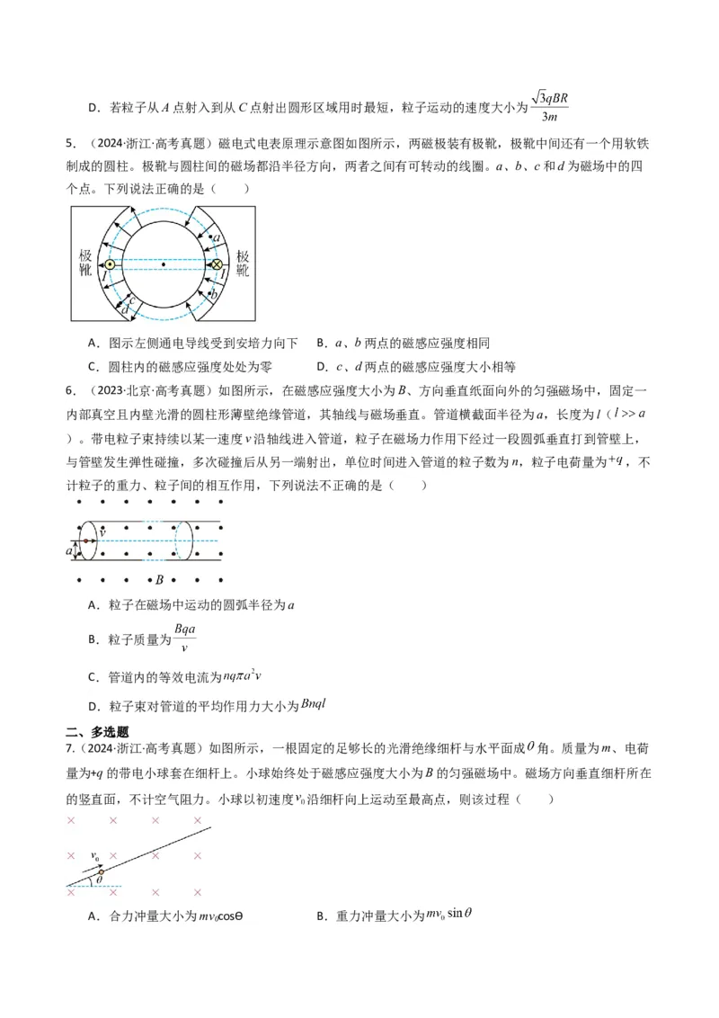 专题05磁场（原卷版）_04高考物理_2025年新高考资料_二轮复习_2025年高考物理二轮热点题型归纳与变式演练（新高考通用）339880232