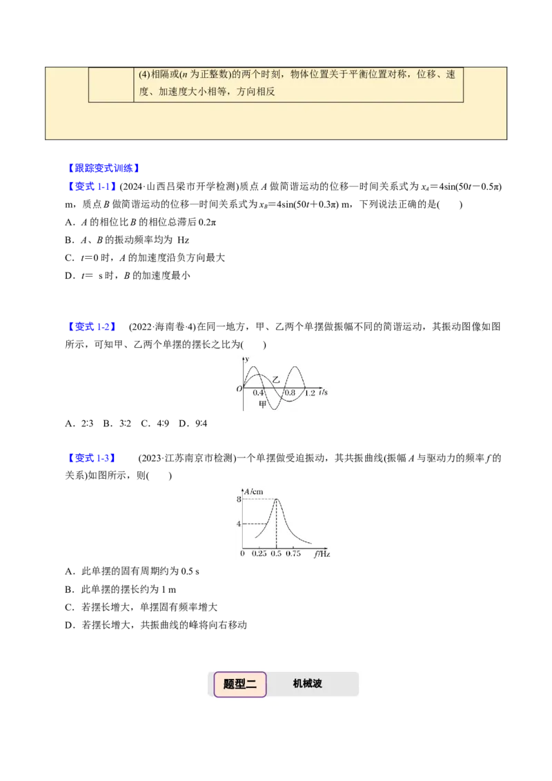 第16讲机械振动机械波三大题型（举一反三）（原卷版）_03高考英语_2025年新高考资料_二轮复习_01高考语文等多个文件_备战2025年高考物理举一反三系列（新高考通用）