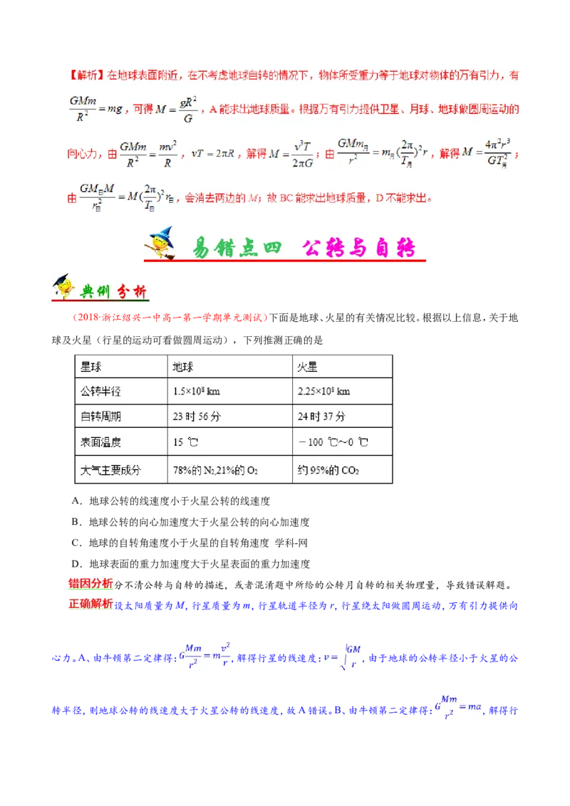 专题05万有引力与航天-备战2019年高考物理之纠错笔记系列（解析版）_04高考物理_新高考复习资料_2022年新高考复习资料_高考物理2022年一轮复习各版本_赠19年高考物理纠错笔记_818