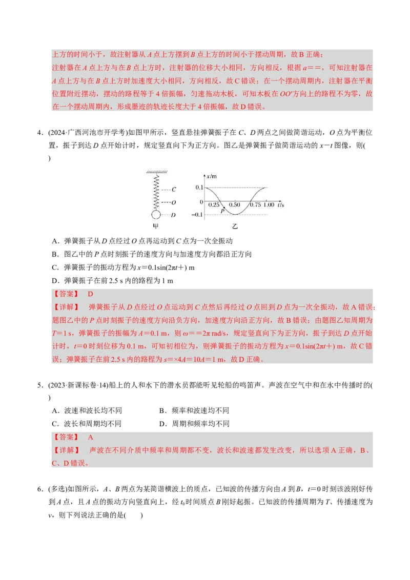 第16讲机械振动机械波三大题型（举一反三）（解析版）_03高考英语_2025年新高考资料_二轮复习_01高考语文等多个文件_备战2025年高考物理举一反三系列（新高考通用）