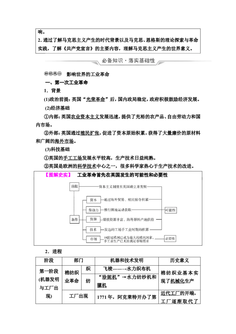 第27课工业革命与马克思主义的诞生教案_07高考历史_新高考复习资料_2022年新高考复习资料_2022届一轮复习讲练结合7.11更新_系列2_第十一单元西方工业文明的确立与发展