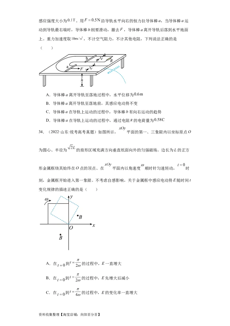 专题10电磁感应(原卷版)_04高考物理_通用版（老高考）复习资料_2024年复习资料_完五年（2019-2023）高考物理真题分项汇编（全国通用）