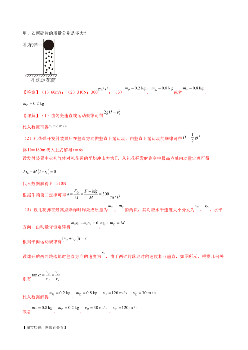 专题07动量定理动量守恒定律（练习）（解析版）_04高考物理_新高考复习资料_2024新高考复习资料_二轮复习资料_2024年高考物理二轮复习讲练测（新教材新高考）_教师版（含答案解析）