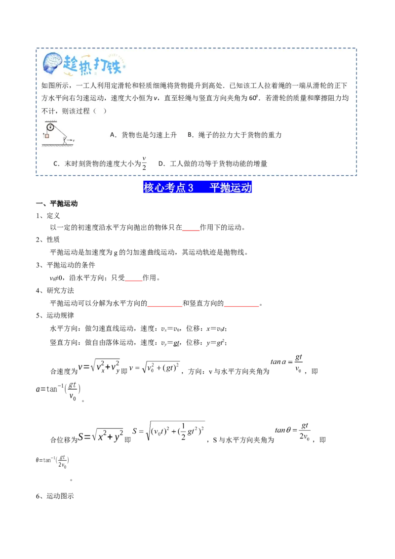专题04曲线运动（原卷版）_04高考物理_新高考复习资料_2025年新高考资料_2025年高考物理一轮复习知识清单