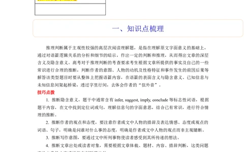 第15讲阅读理解推理判断题（精讲）-一轮复习讲义2024年高考英语高频考点题型归纳与方法总结（新高考通用）解析版_03高考英语_新高考复习资料_2024年新高考资料_一轮复习资料
