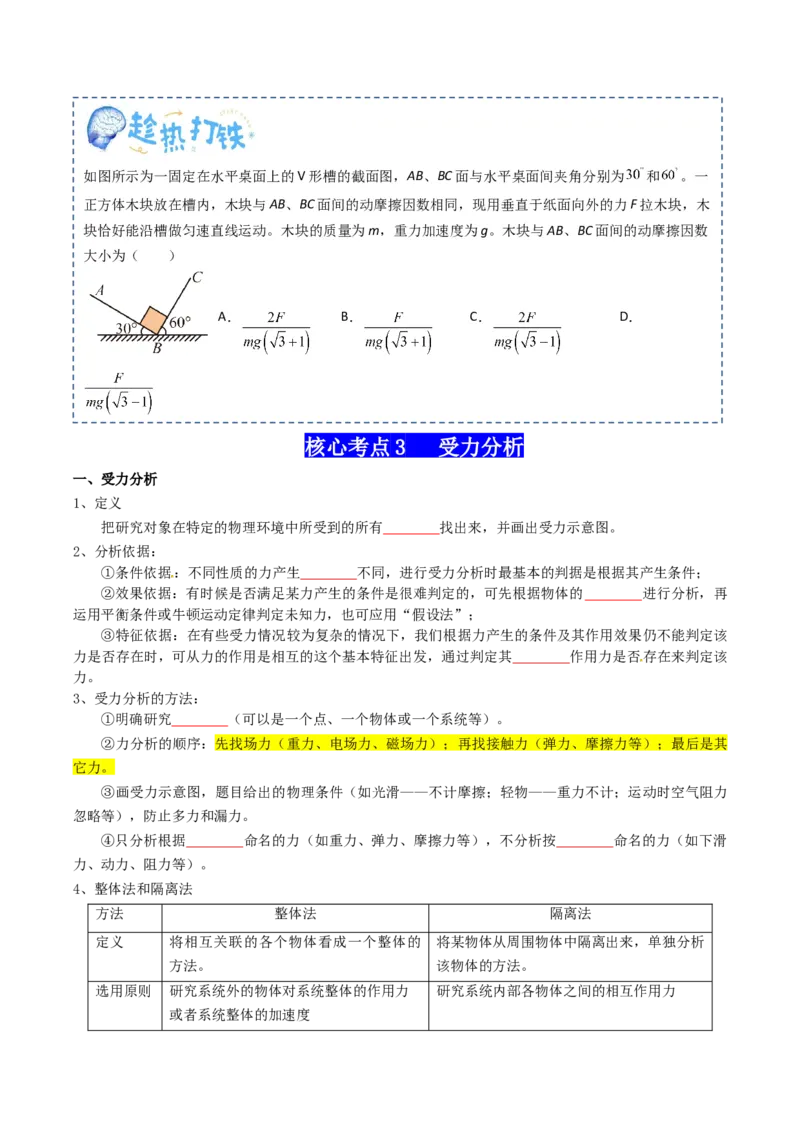 专题02相互作用（原卷版）_04高考物理_新高考复习资料_2025年新高考资料_2025年高考物理一轮复习知识清单