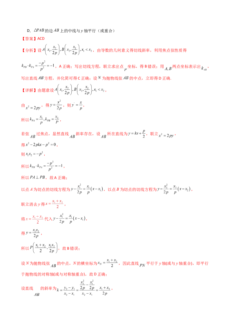 第17讲圆锥曲线中的阿基米德三角形（高阶拓展、竞赛适用）（教师版）_02高考数学_2025年新高考资料_一轮复习_备战2025年高考数学一轮复习考点帮_第二部分专项讲义