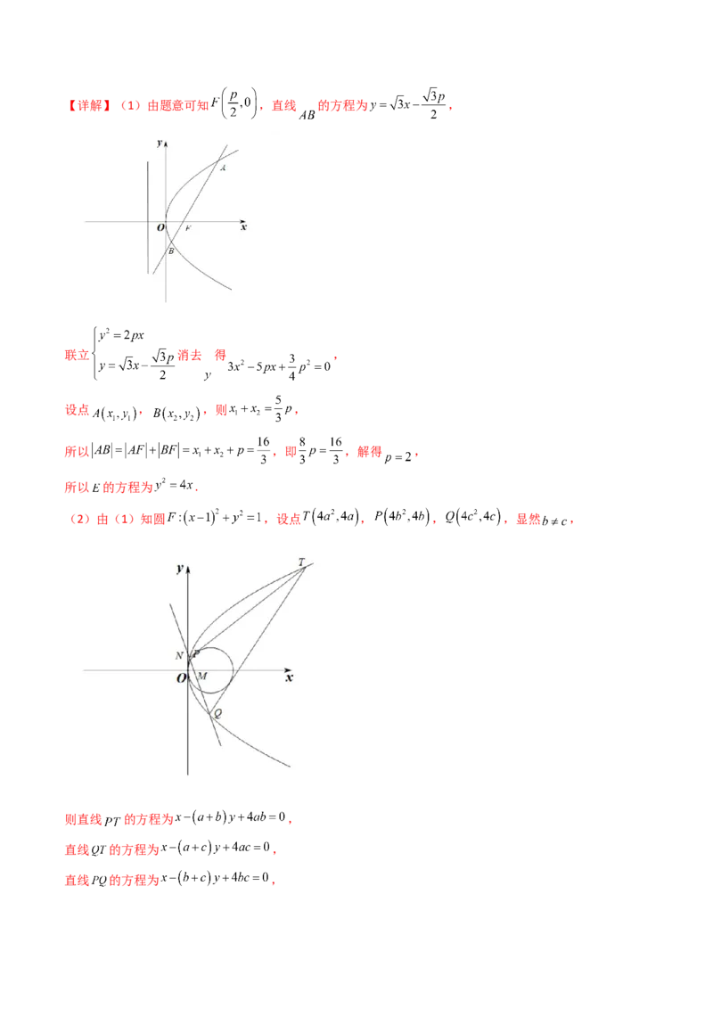 第17讲圆锥曲线中的阿基米德三角形（高阶拓展、竞赛适用）（教师版）_02高考数学_2025年新高考资料_一轮复习_备战2025年高考数学一轮复习考点帮_第二部分专项讲义