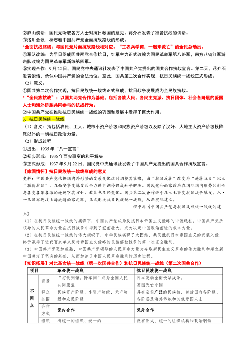 第16讲中华民族的抗日战争与解放战争（讲义）（原卷版）_07高考历史_2025年新高考资料_一轮复习_2025年高考历史一轮复习讲练测（新教材新高考）（完结）_讲义+练习