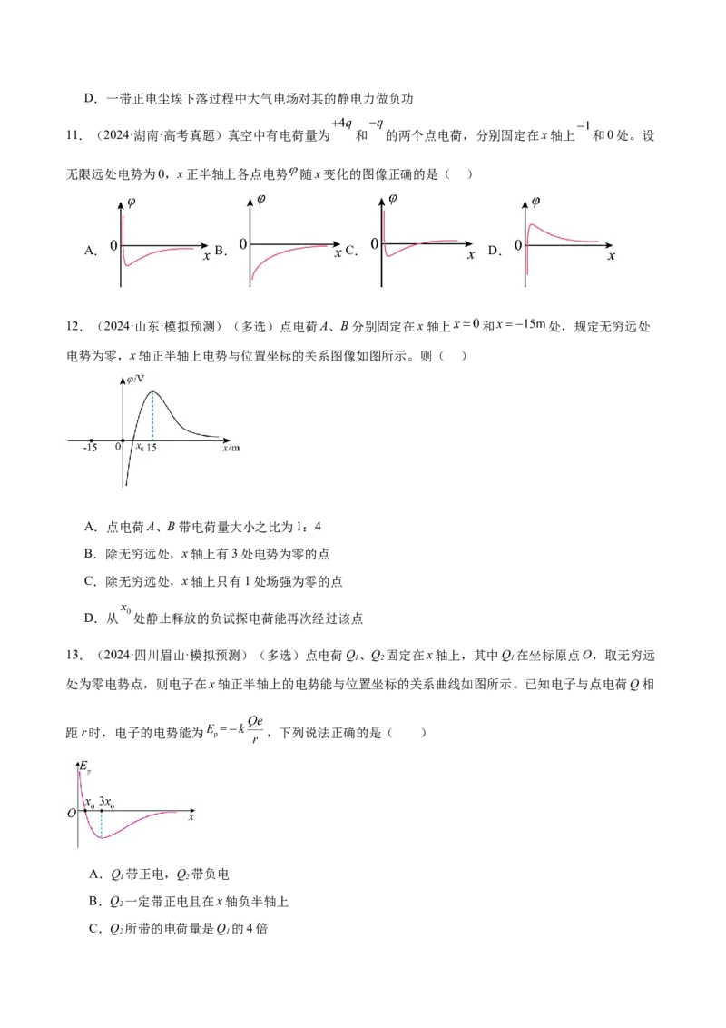 专题09电场带电粒子在电场中的运动（练习）（原卷版）_04高考物理_2025年新高考资料_二轮复习_上好课2025年高考物理二轮复习讲练测（新高考通用）3381829