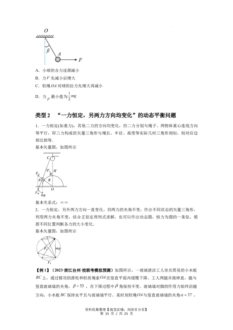 专题04受力分析与共点力的平衡（原卷版）_04高考物理_新高考复习资料_2024新高考复习资料_一轮复习资料_完2024届高考物理一轮复习热点题型归类训练_专题04受力分析与共点力的平衡