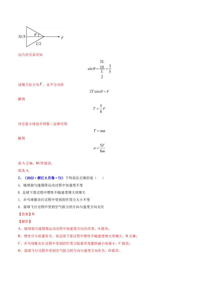3.1牛顿运动定律的理解（练）--2023年高考物理一轮复习讲练测（全国通用）（解析版）_04高考物理_通用版（老高考）复习资料_2023年复习资料_一轮复习