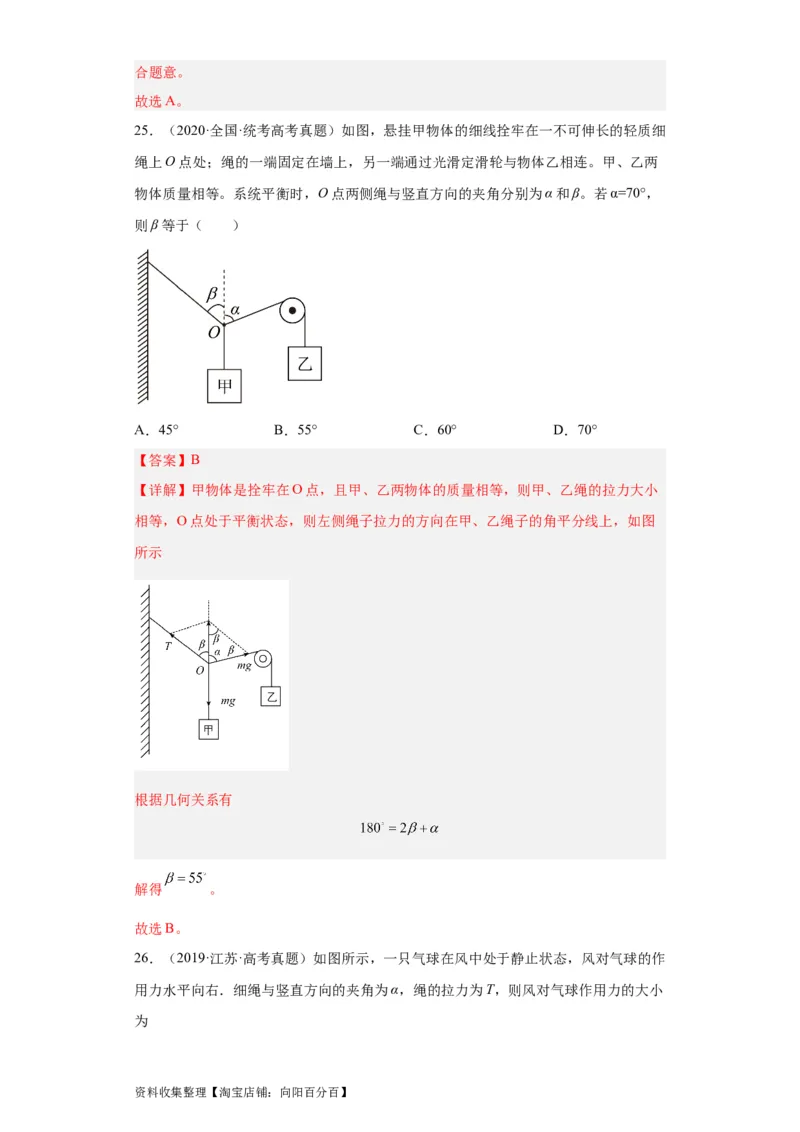专题02相互作用(解析版)_04高考物理_通用版（老高考）复习资料_2024年复习资料_完五年（2019-2023）高考物理真题分项汇编（全国通用）