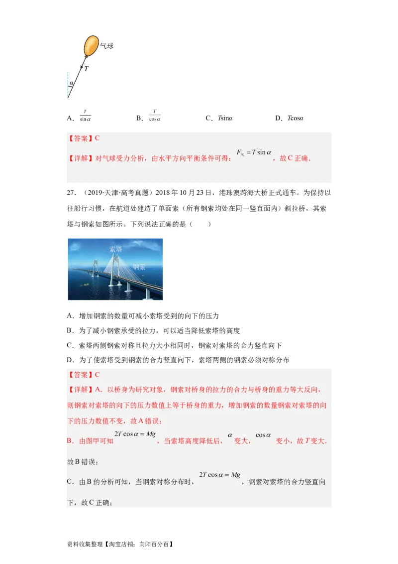 专题02相互作用(解析版)_04高考物理_通用版（老高考）复习资料_2024年复习资料_完五年（2019-2023）高考物理真题分项汇编（全国通用）