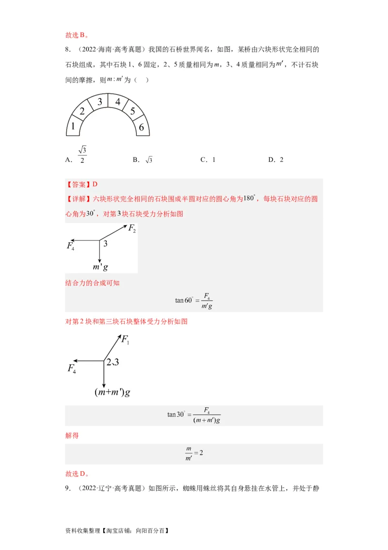 专题02相互作用(解析版)_04高考物理_通用版（老高考）复习资料_2024年复习资料_完五年（2019-2023）高考物理真题分项汇编（全国通用）