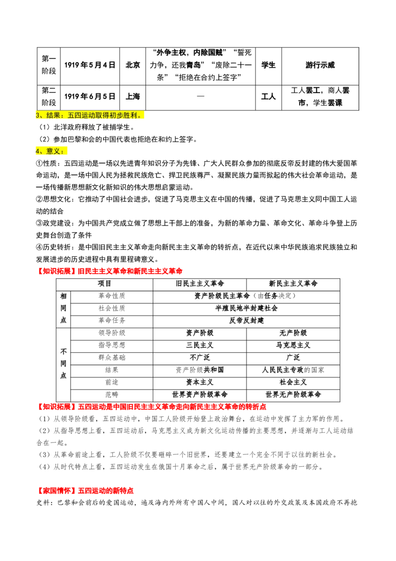 第14讲五四运动与中国的诞生（讲义）（解析版）_07高考历史_2025年新高考资料_一轮复习_2025年高考历史一轮复习讲练测（新教材新高考）