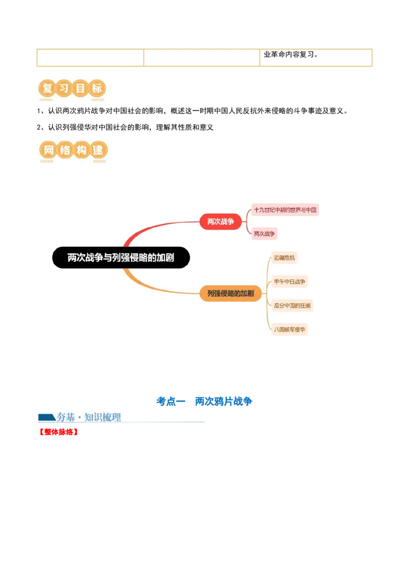 第14讲两次鸦片战争与列强侵略的加剧（讲义）（原卷版）_07高考历史_2024年新高考资料_1.2024一轮复习_2024年高考历史一轮复习讲练测（新教材新高考）