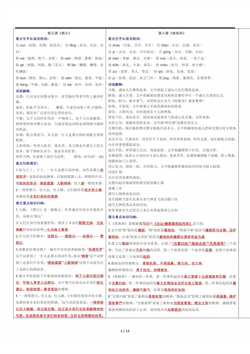 课课贴5年级上册每课重点生字组词认读贴，贴在课本空白处(1)(1)(1)_小学1-6年级常用的上册资源汇总_五年级上册资料(1)