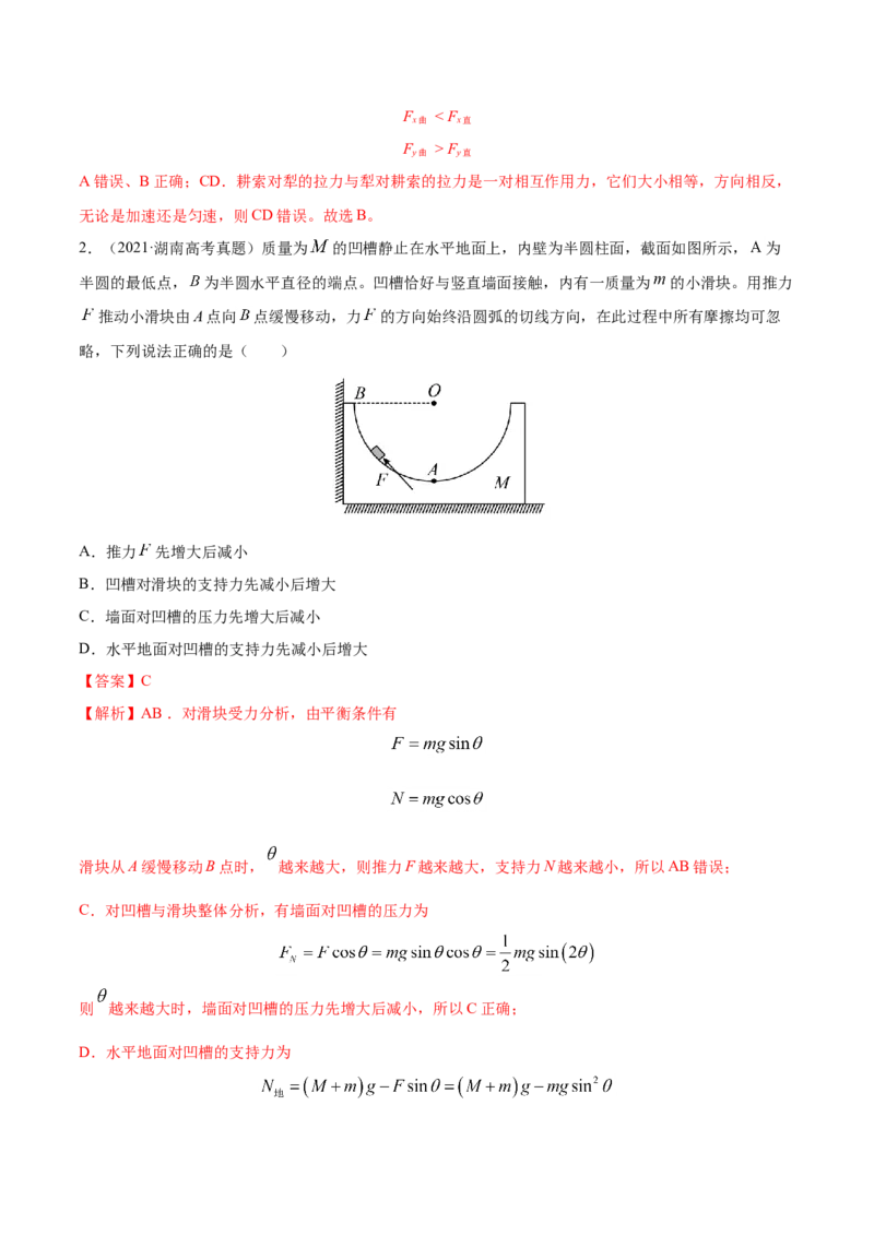 专题03相互作用-2021年高考真题和模拟题物理分项汇编（解析版）_04高考物理_新高考复习资料_2022年新高考复习资料_2021年高考真题和模拟题物理分项汇编