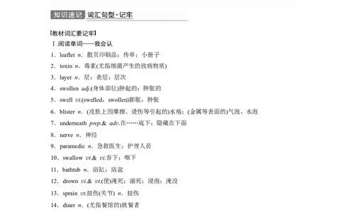 第1部分教材知识解读选择性必修第2册　Unit5FirstAid_03高考英语_新高考复习资料_2022年新高考资料_2022年新高考英语一轮复习_2022年一轮复习新高考新教材