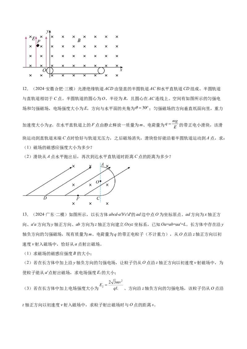专题11带电粒子在复合场中的运动（练习）（原卷版）_04高考物理_2025年新高考资料_二轮复习_上好课2025年高考物理二轮复习讲练测（新高考通用）3381829