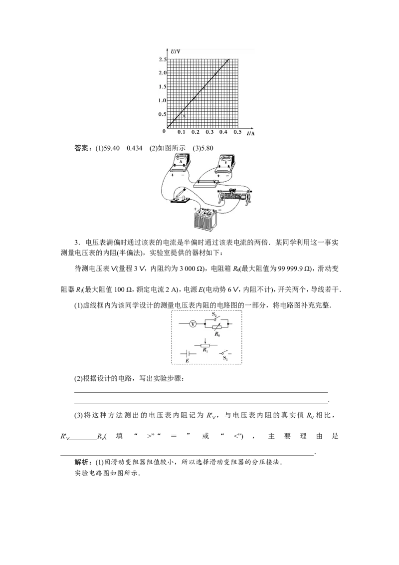 5实验八　测定金属的电阻率(同时练习使用螺旋测微器)　随堂检测巩固落实_04高考物理_新高考复习资料_2022年新高考复习资料_高考物理2022年一轮复习各版本_第八章　恒定电流_899