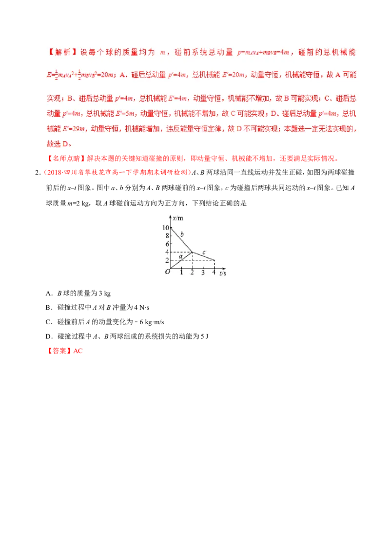 专题07动量守恒定律-备战2019年高考物理之纠错笔记系列（解析版）_04高考物理_新高考复习资料_2022年新高考复习资料_高考物理2022年一轮复习各版本_赠19年高考物理纠错笔记_638